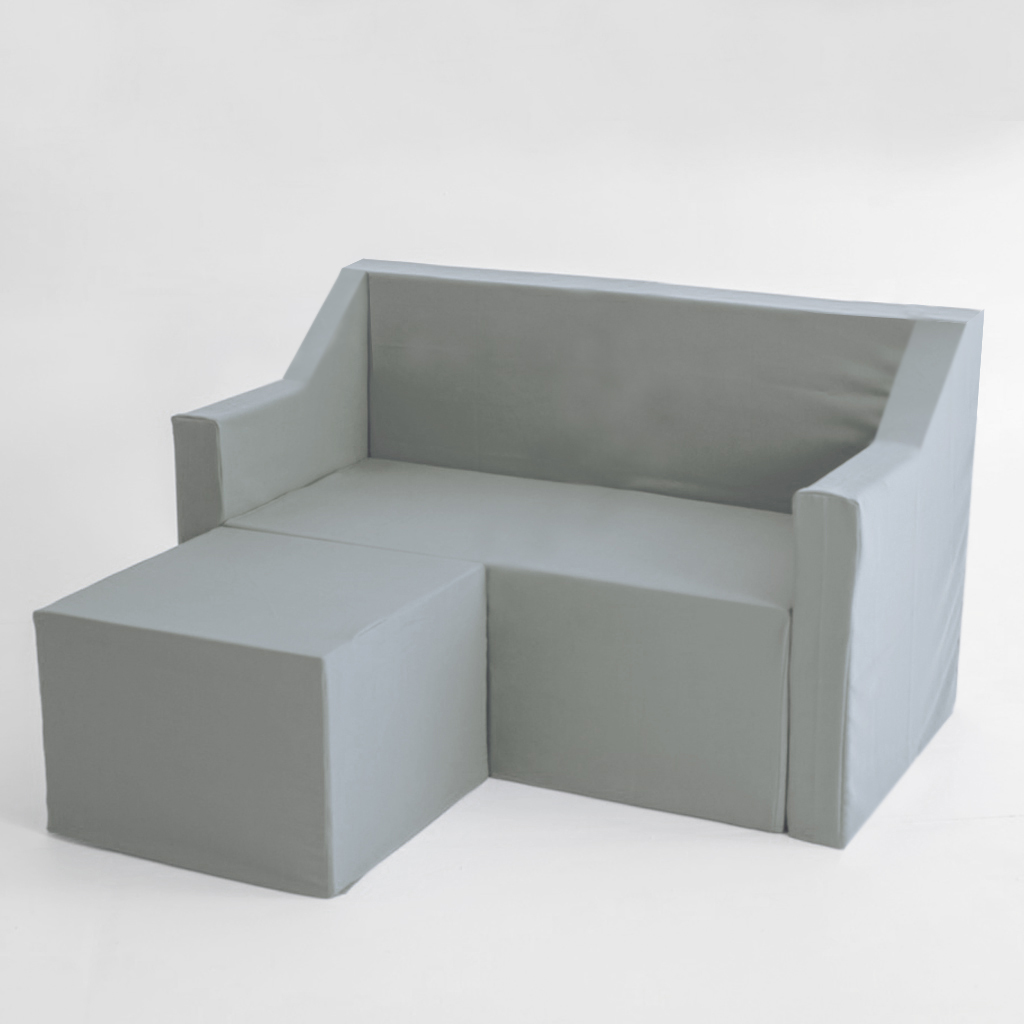 Sofa chaise longue de dos plazas de cartón con fundas