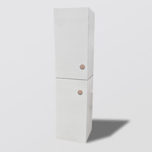 Meuble double vertical en carton avec poignées en bois pour home staging